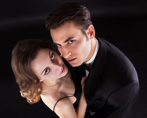 Overhead View Of Couple Kissing