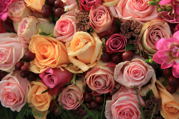 Pastel roses wedding arrangement