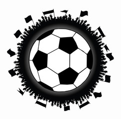 soccer ball in a circle from human hands