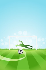 Soccer Background with Goalkeeper and Ball