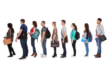 Fototapeta na wymiar Multiethnic College Students Standing In A Row