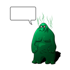 Big cartoon troll. Vector clip art illustration.