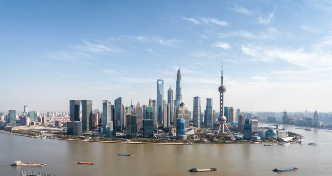 aerial view of shanghai lujiazui panorama