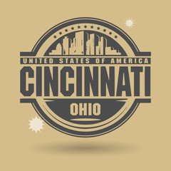 Stamp or label with text Cincinnati, Ohio inside