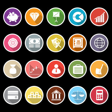 Finance icons with long shadow