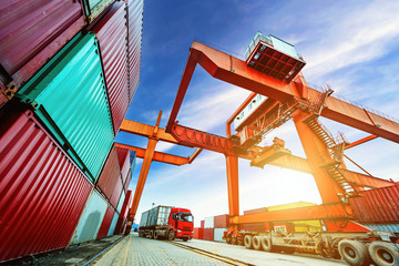 industrial port with containers