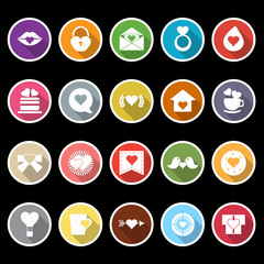 Heart element icons with long shadow