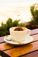 Coffee cream on the beach