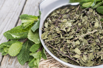 Dried Mint in a bowl