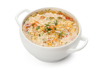 Minestrone. Lentil soup in a bowl