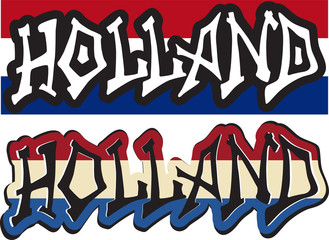 Holland word graffiti different style. Vector