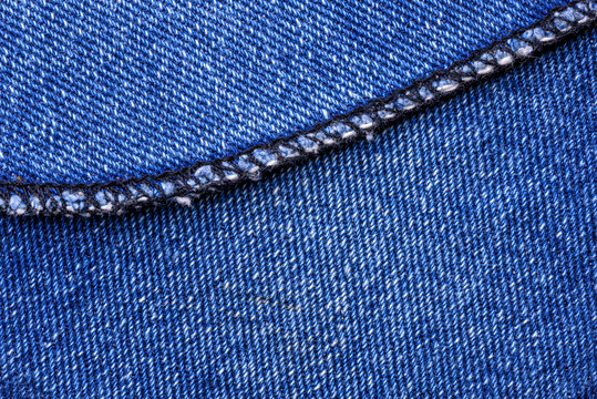 Macro of a blue jeans texture, denim fabric closeup