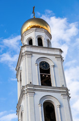 Belltower of Iversky monastery in Samara, Russia