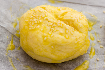 Home-made bread ready to be cooked