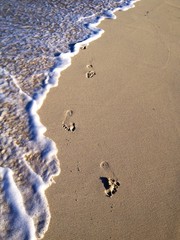 foot steps at the beach