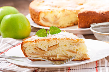 slice of apple pie on a plate