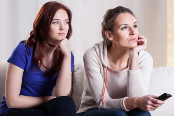 Female friends watching movie