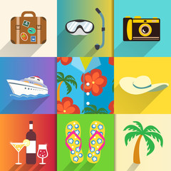 Travel and vacation icons set