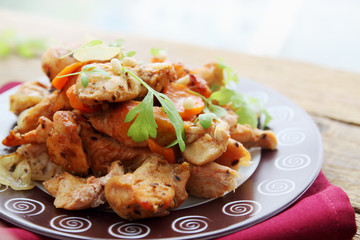 chicken stew and pine nuts