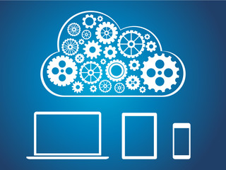 Cloud computing concept design - devices connected to cloud