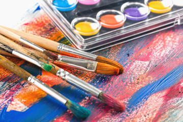 Fototapeta premium Paints and brushes