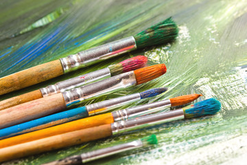 Fototapeta premium Paints and brushes