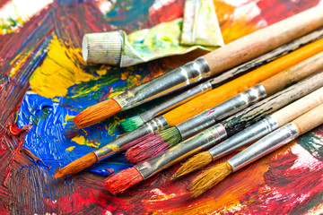 Obraz premium Paints and brushes