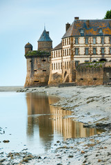 Mont Saint Michel abbey with tower and wall