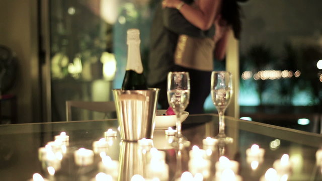 young couple dancing during a romantic evening