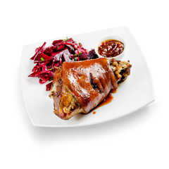 knuckle of pork on a white background