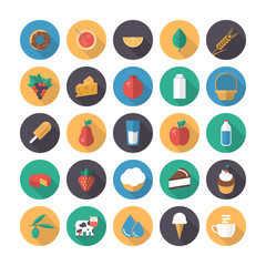 Flat modern design vector food icons with long shadow