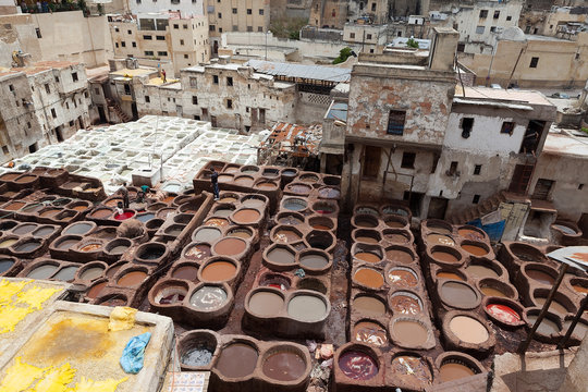 Leather tanning and dyeing Shuar. Thes. Morocco.