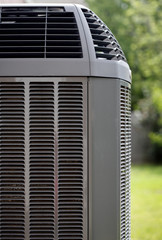 Modern air conditioner on backyard