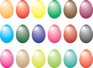 Easter eggs illustrated on white