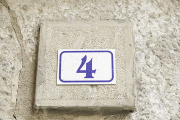 Number four on a wall
