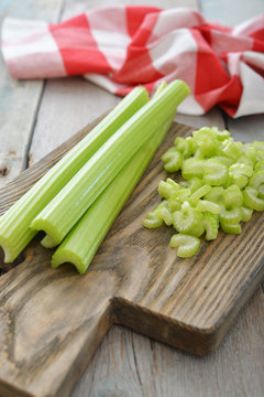 Green celery stems