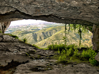 Inside the mountain cave