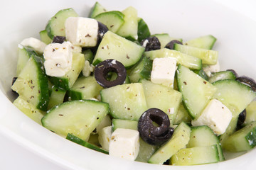 cucumber and feta salad closeup
