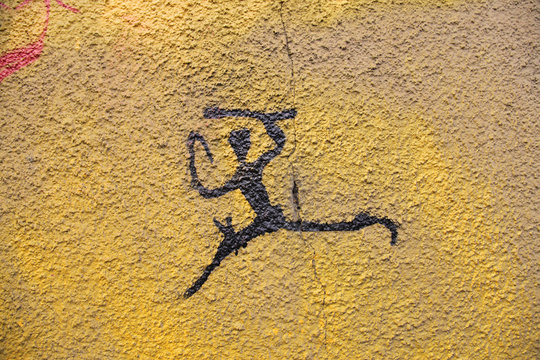 Fototapeta cazador hombre prehistoria graffiti pared pintado  1607-f14