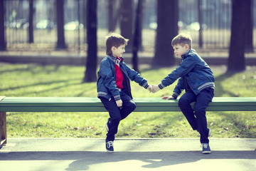 Portrait of a boy on a walk in the park