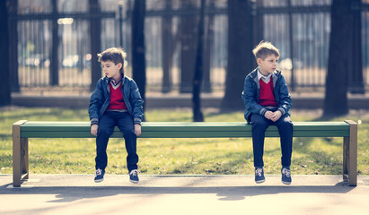 Portrait of a boy on a walk in the park