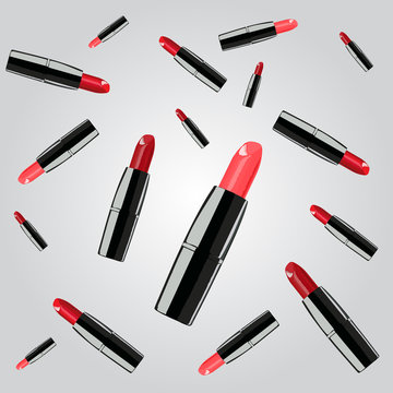 red lipsticks on the grey background