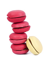 macarons stacked up isolated on white background