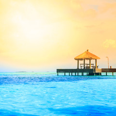 Over water bungalows with steps