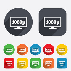 Full hd widescreen tv. 1080p symbol.