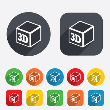 3D Print sign icon. 3d cube Printing symbol.