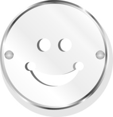 Smile icon glossy button isolated on white
