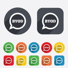 BYOD sign icon. Bring your own device symbol.