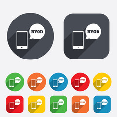 BYOD sign icon. Bring your own device symbol.