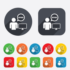 BYOD sign icon. Bring your own device symbol.